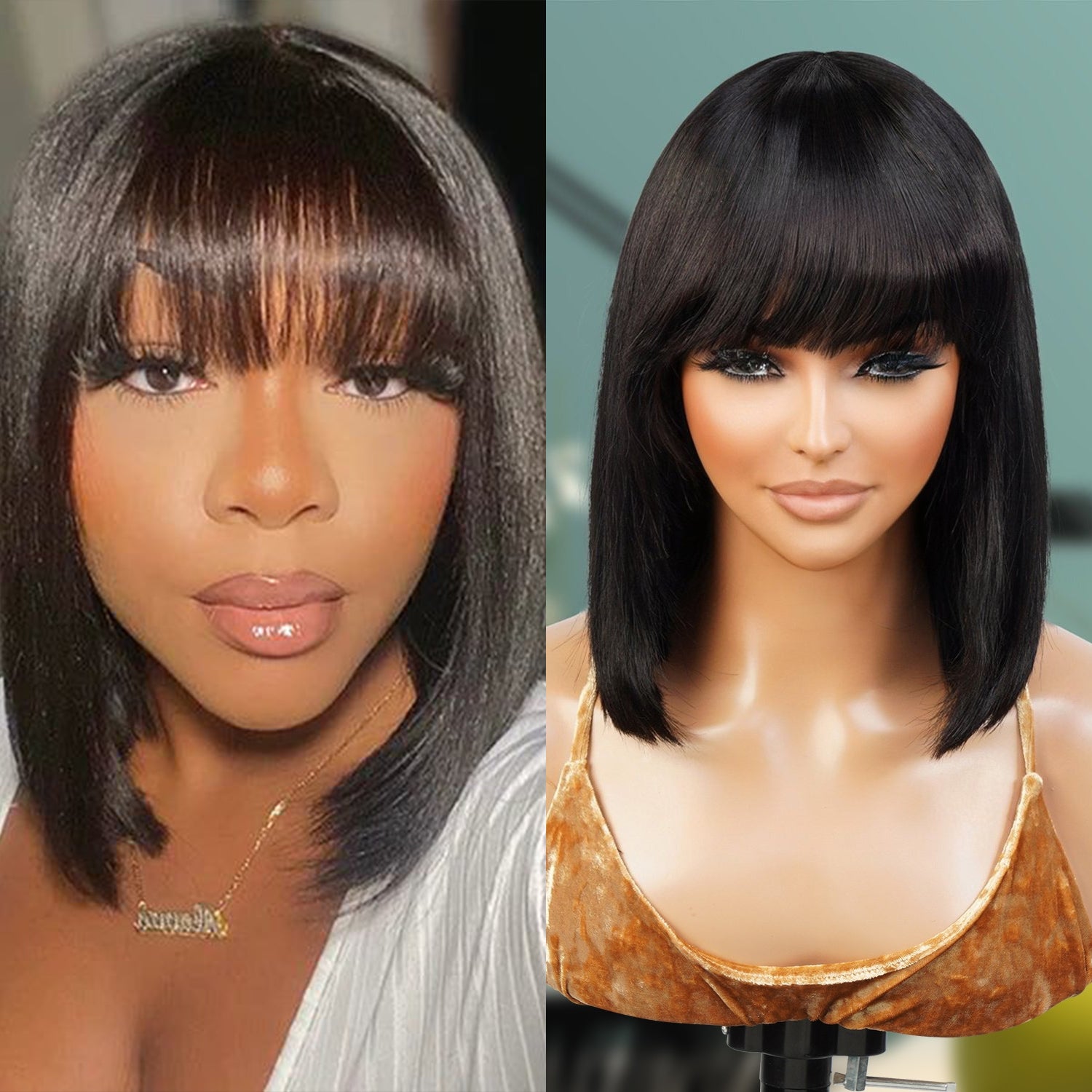 100 human online hair bob wigs