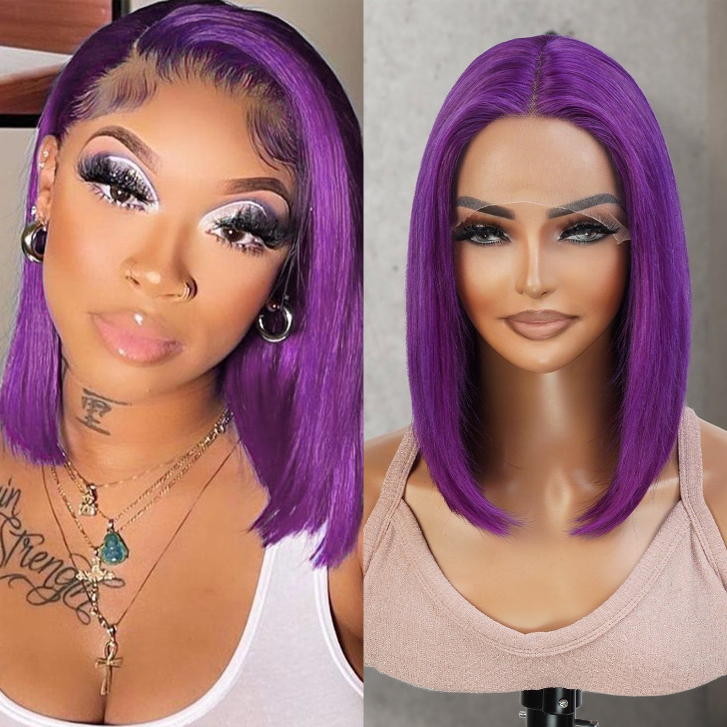 Purple bob store wig