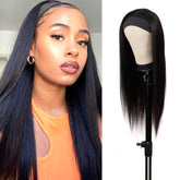 Human Hair, Headband Wig, Glueless, Straight, layered straight