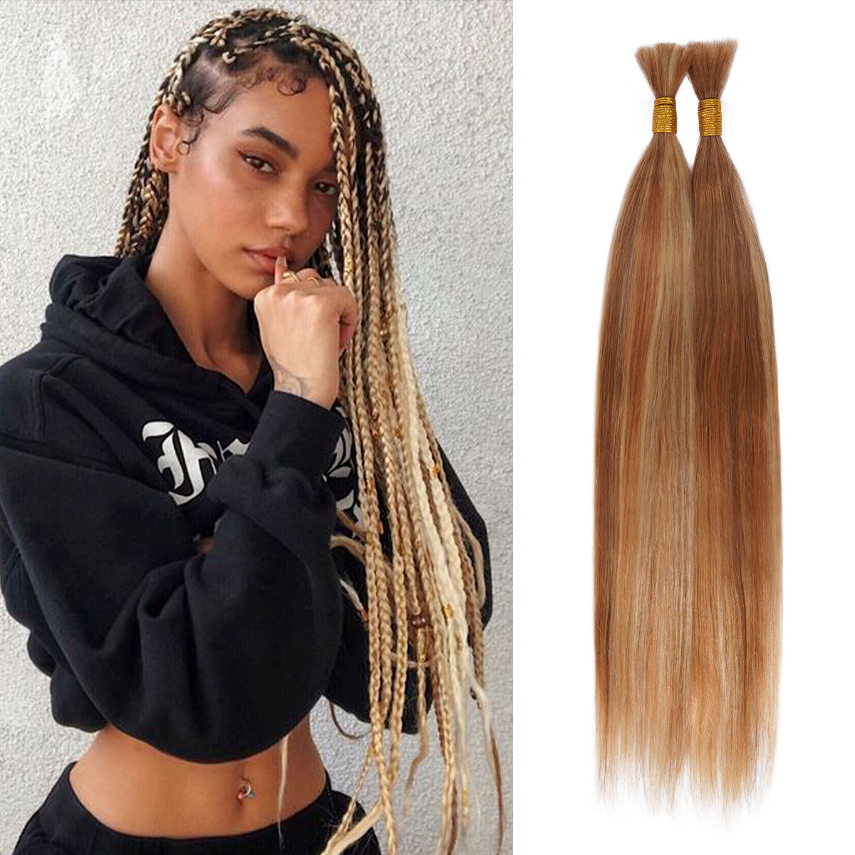 Braiding Hair: 18 Inch Honey Blonde Color 27 Wet and Wavy Human