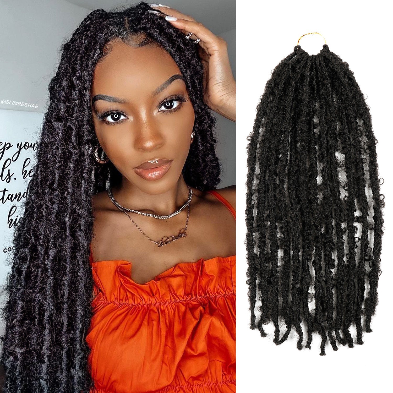 Authentic Synthetic Hair Pre-Looped Natural Butterfly Locs 18"